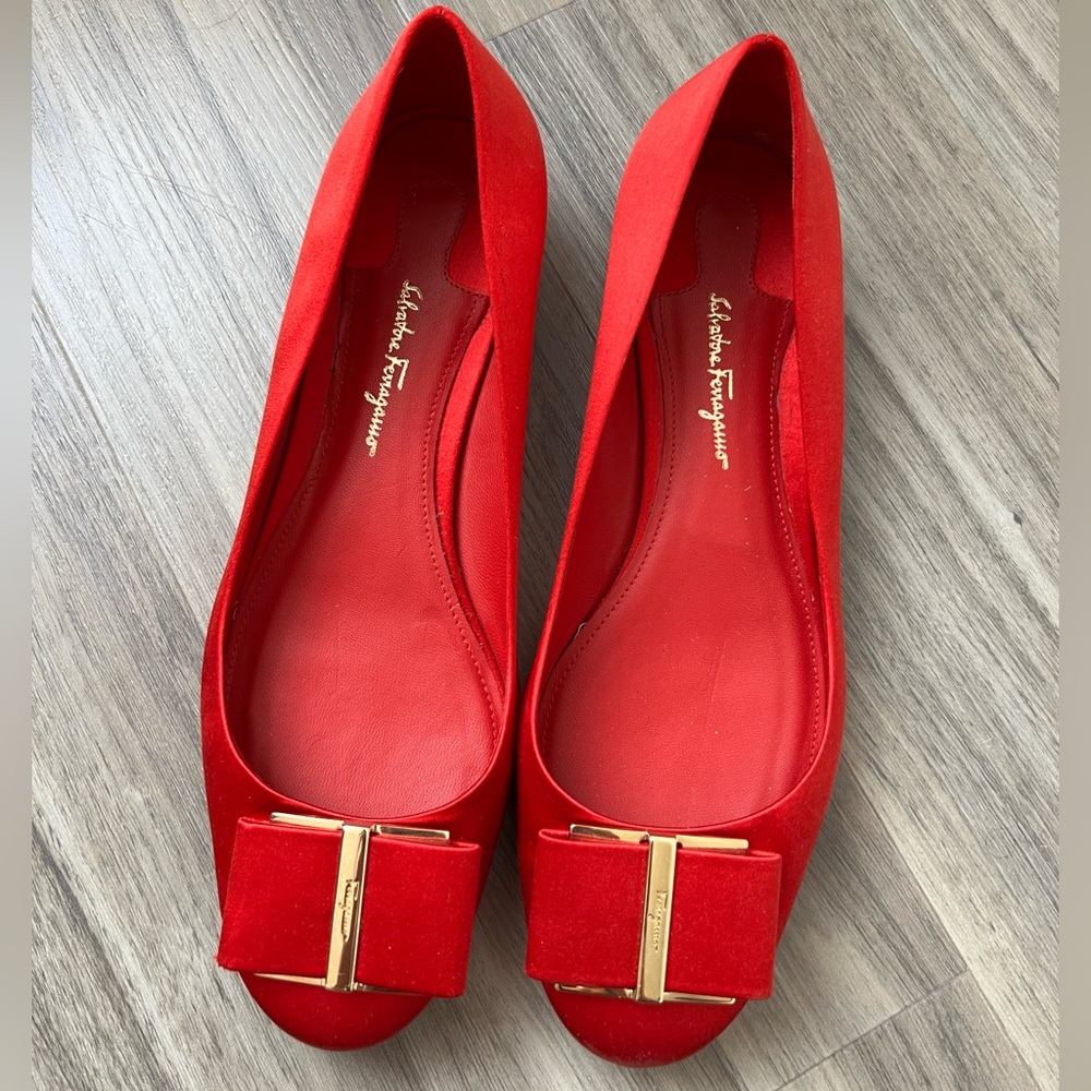 Red ballet flats from Ferragamo
